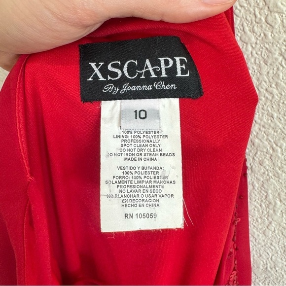 VTG Y2K Xcape Womens 10 Maxi Dress Beaded Red Fairycore Boho Romantic Dainty - Picture 4 of 13